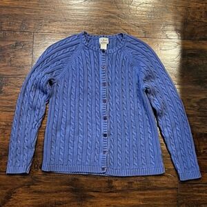 L.L. Bean Vintage Quiet Luxury Old Money Cable Knit Cardigan Women's Large